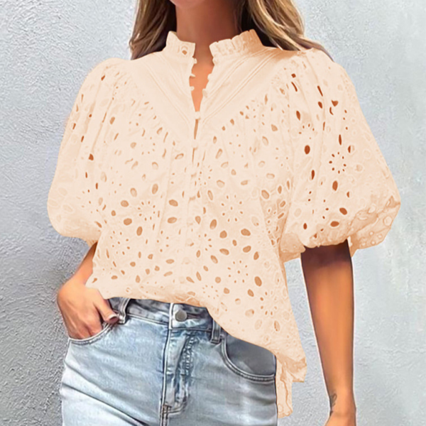 Embroidered Puff Sleeve Top