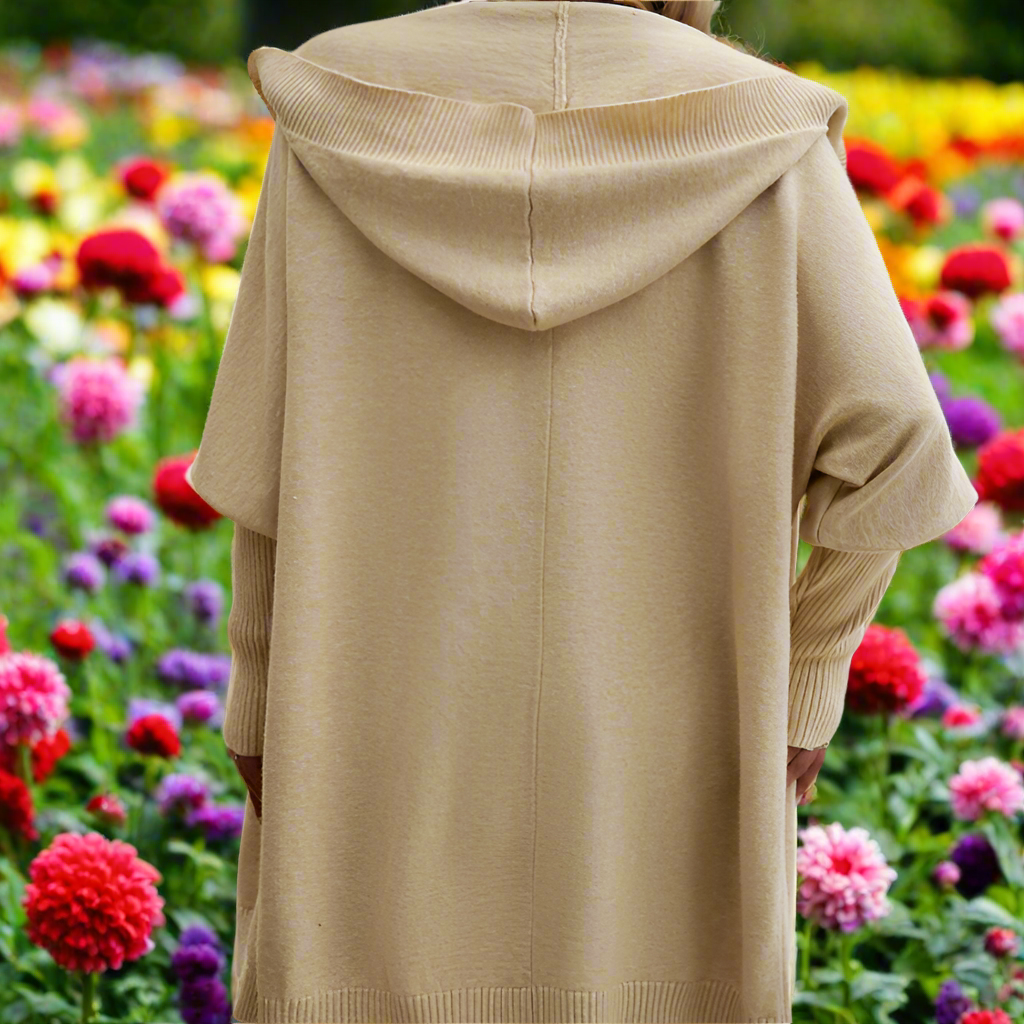Loose Button-Down Hooded Knit Cardigan