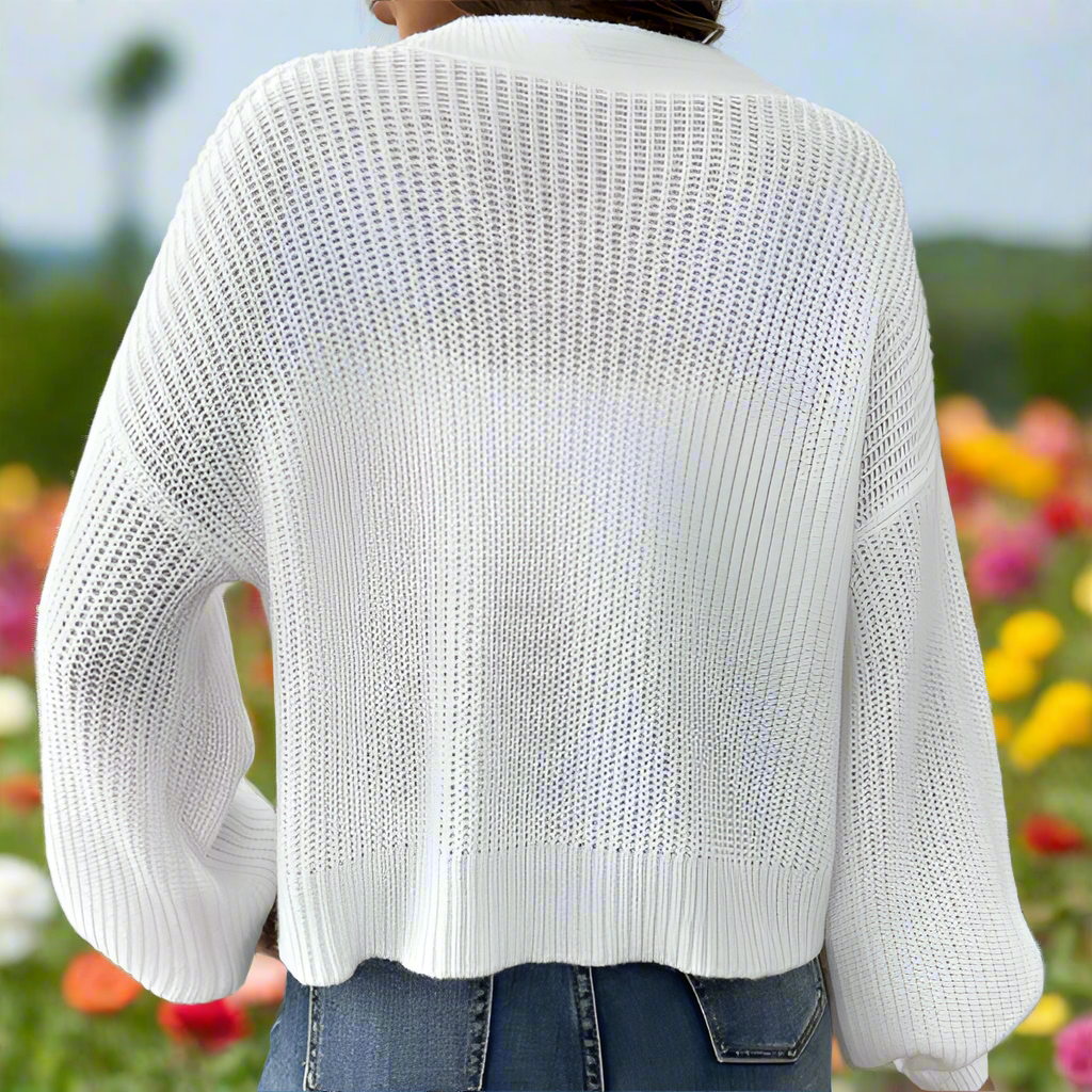 Floral Embroidered Cropped Button Cardigan