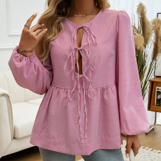 Lace Up Long Sleeve Top