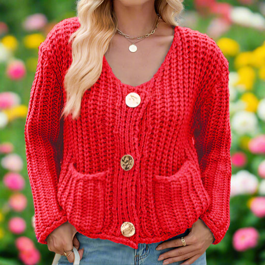 Thick Button Up Knit Cardigan