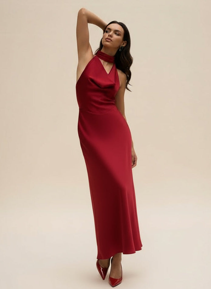 Satin Halter Neck Dress