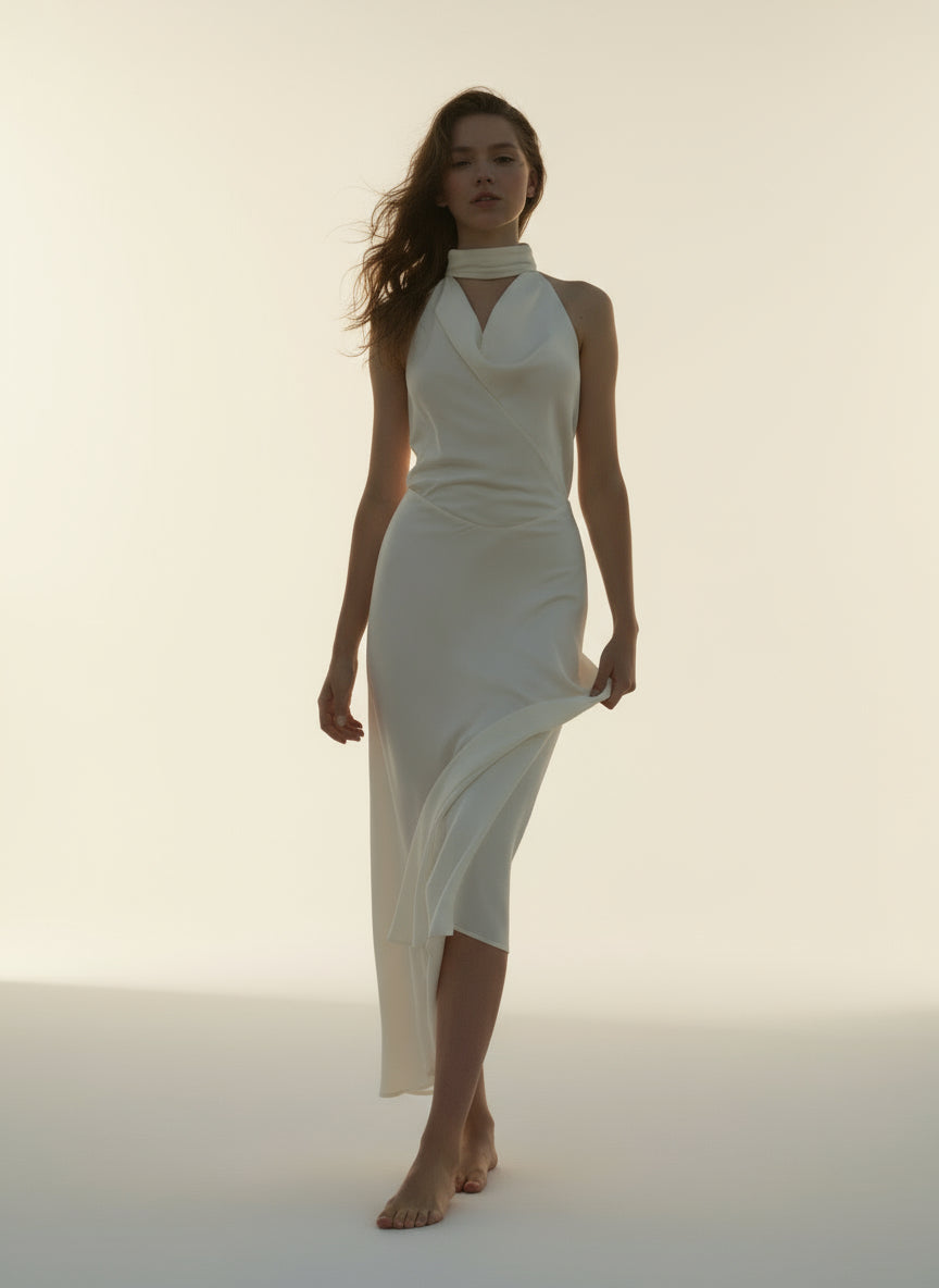 Satin Halter Neck Dress